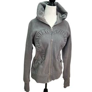 Lululemon Athletica Cuddle Up Jacket Zippered Collar Grey Sparkle Size 8